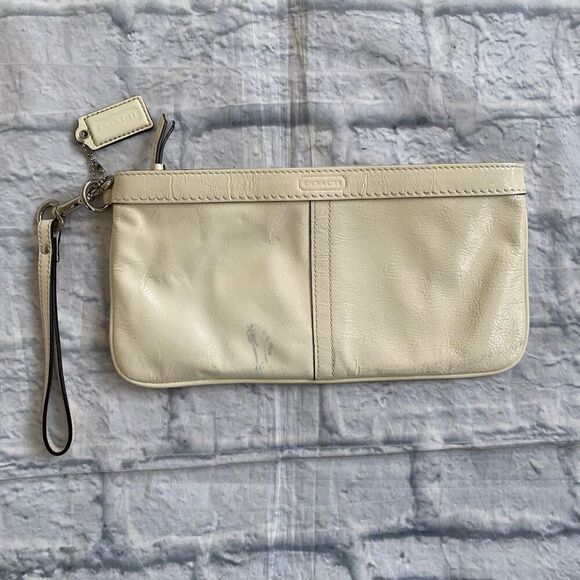 Coach wristlet zipper close clutch purse white 10.5”x5.5” - Picture 1 of 12